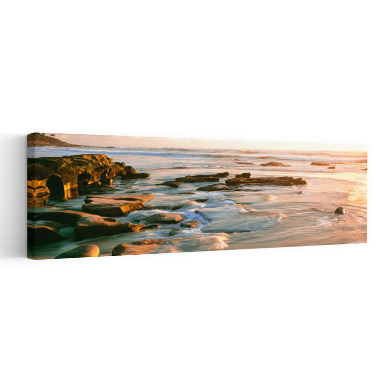 Rock Formations At Windansea Beach La Jolla San Diego California USA by Leo L. Larson - Wrapped Canvas Panoramic Print