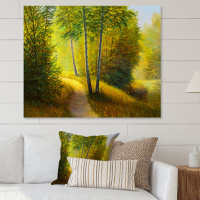 Rivière à travers une forêt de bouleaux - reproduction d'art sur toile traditionnelle