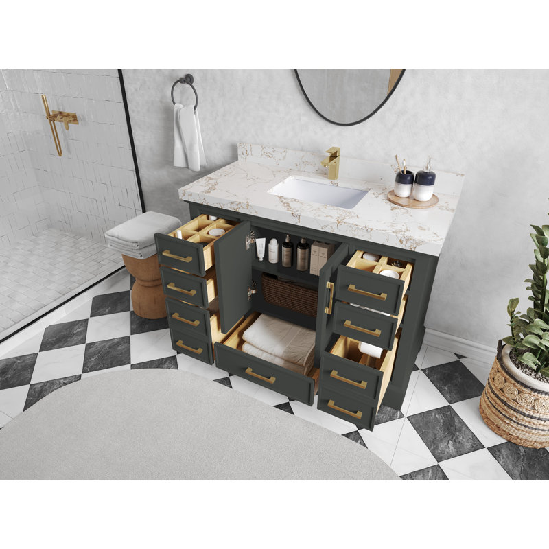 Charlotte 48'' Single Bathroom Vanity with Top, Calacatta Nuvo
