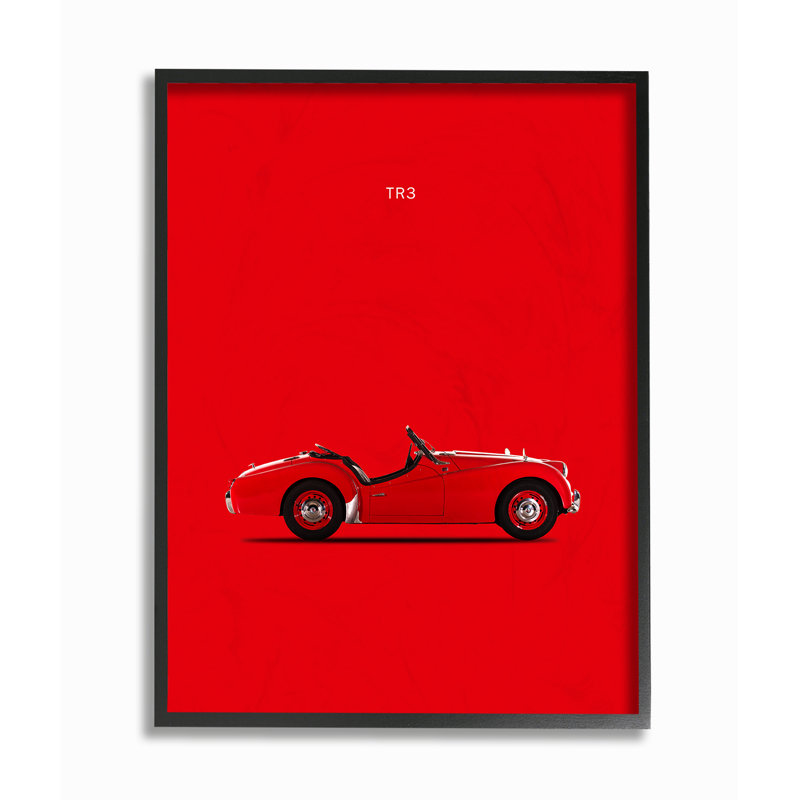 «Minimal Bright TR3 Car Poster», impression, H 20 po x l 16 po x P 1,5 po, Giclée encadrée noir minuit