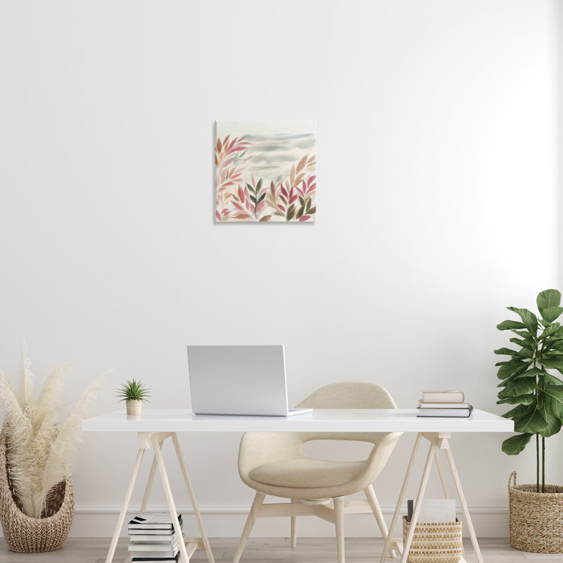 Toile à feuilles soufflées par le vent, conception par Mona Grace, H 17 po x l 17 po