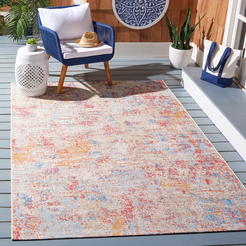 Summer Performance Abstract Indoor/Outdoor Area Rug, Rectangle 5'3" x 7'6"