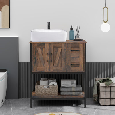 Meuble-lavabo simple 30 po avec lavabo sur pied Farmhouse