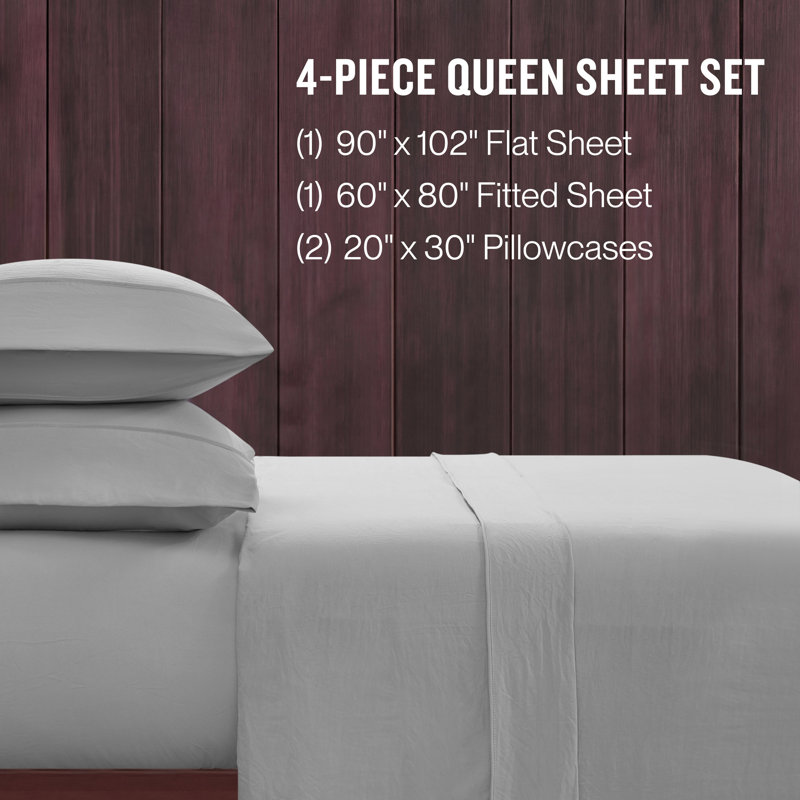 Champion Elastic Logo Microfiber Sheet Set, Queen, Harbor Mist Grey