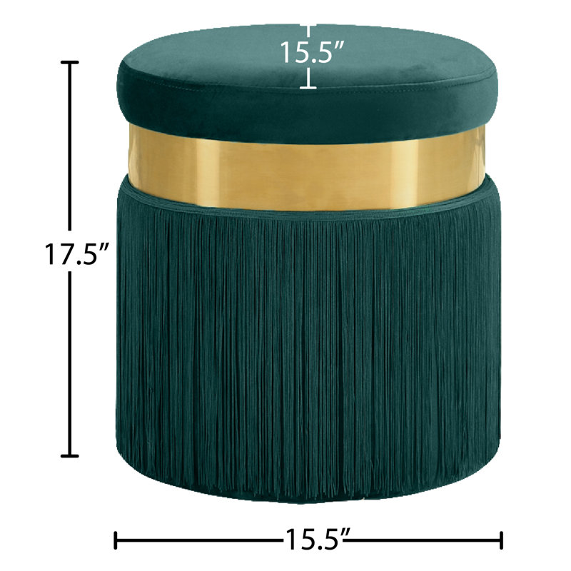 Fuente Velvet Ottoman, Green Velvet