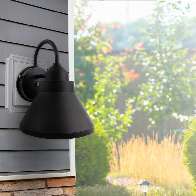 Solus Goose Outdoor Security Wall Mount Fixture with Dusk-to-Dawn and Motion Sensor, Black