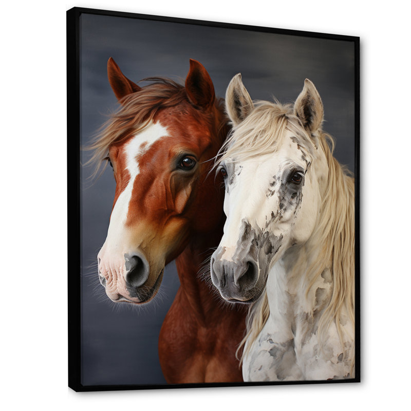Berno Horse Dynamic Duo, reproduction sur toile encadrée, Cadre flottant noir, H 20 po x l 12 po x P 1 po