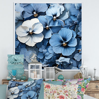 «Blue Grey Pansies In The Shadows II», reproduction sur toile