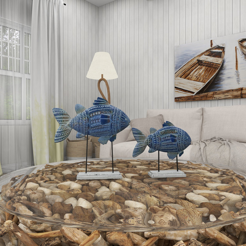 Sculpture de poisson en miroir Kraft, H 14 po x l 3 po x P 13 po