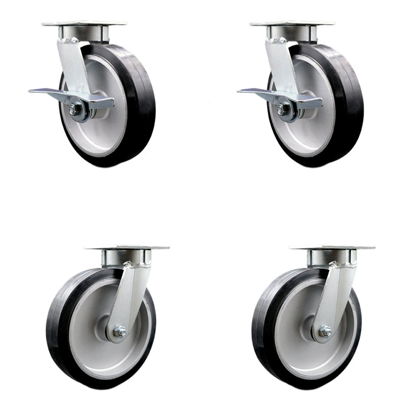 4 Piece Rubber on Aluminum Caster Set