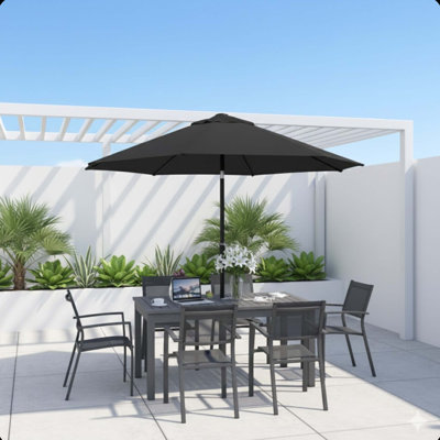 Parasol de 7,5 pieds avec manivelle et inclinaison. Auvent résistant aux rayons UV pour la piscine, la cour et le patio (sans base)