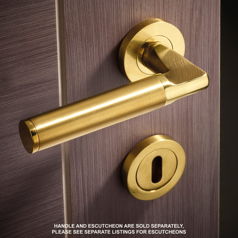 Milan Latch Door Handle, Favo Satin Brass