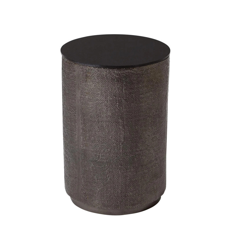 Hemp Etched Barrel Table, Black Nickel
