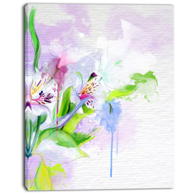 « belle floral esquisse aquarelle », reproduction d’art sur toile tendue
