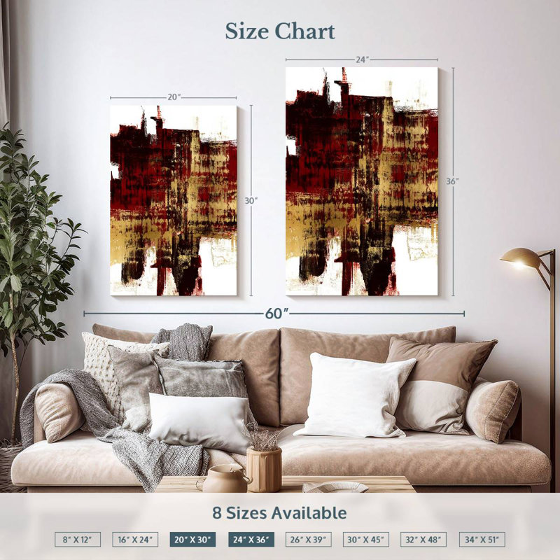 Avery Kinetic Gold On Red II, 36" H x 24" W