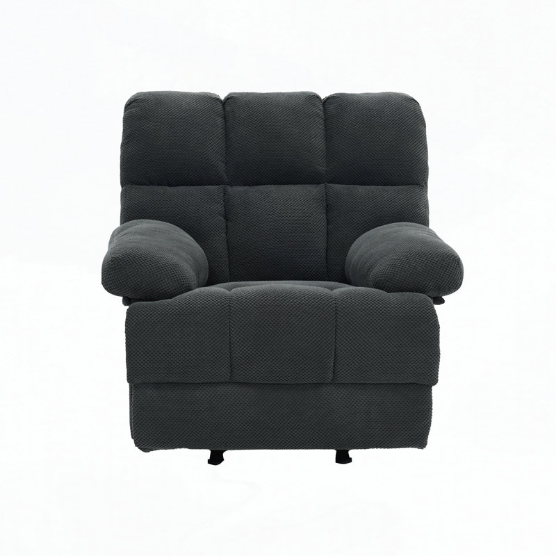 Fauteuil inclinable manuel berçant avec revêtement Nubby et accoudoirs moelleux, sans pivot, Tissu gris foncé