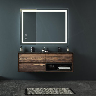 Miroir de salle de bain pour salle de bain avec fond de panier