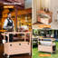 Oak Patio Rolling Cooler With Towel Rack And Waste Bag Frame