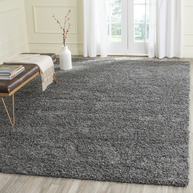 Tapis de couleur unie à poils longs Rizco Performance, Rectangle 8 pi x 10 pi