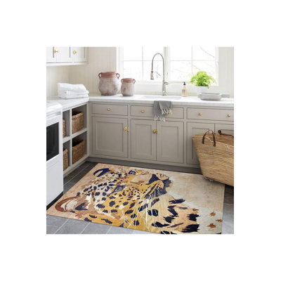 Tapis décoratif moderne à motif tigré beige beige Northern Collection