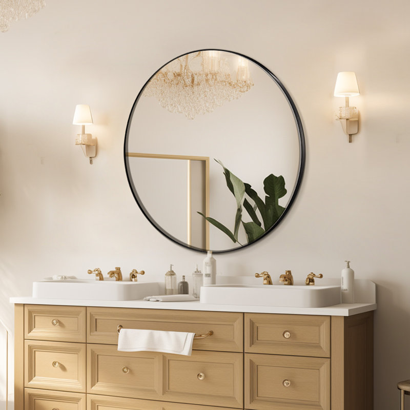 Miroir rond mural de 30 po avec cadre en alliage d'aluminium