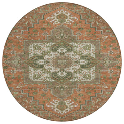 Bellaya Rust Washable Indoor-Outdoor Rug - 