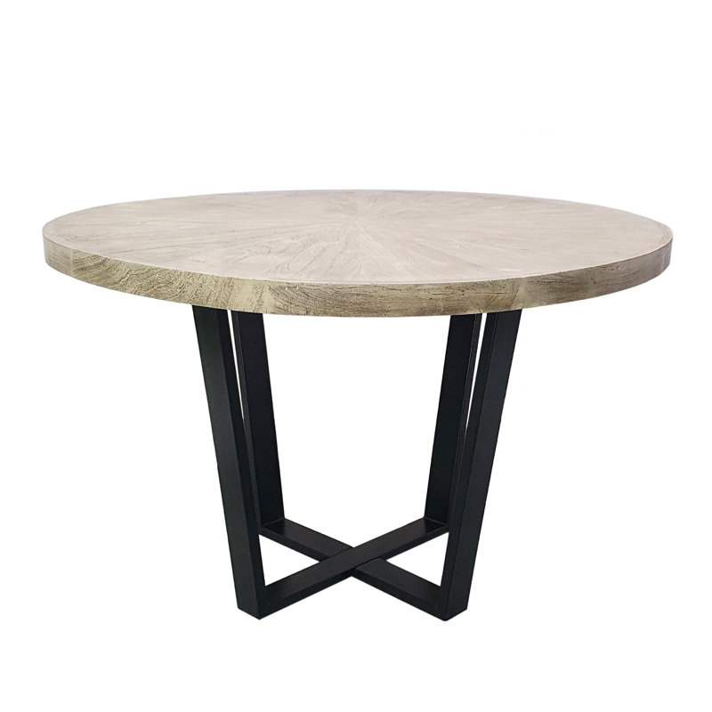 Table de salle à manger Eric Acacia, H 31 po x L 47,2 po x l 47 po, Crème, crème