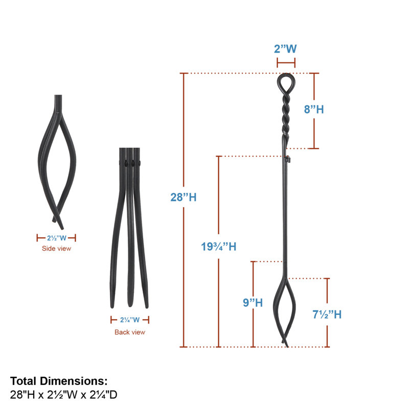 Adrea Iron Fireplace Tool Set, 28" H