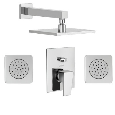 Abruzzo Pressure Balance Shower System with 2-Way Diverter, 8-Inch Rain Shower Head and Two Body Sprays, Valve Included