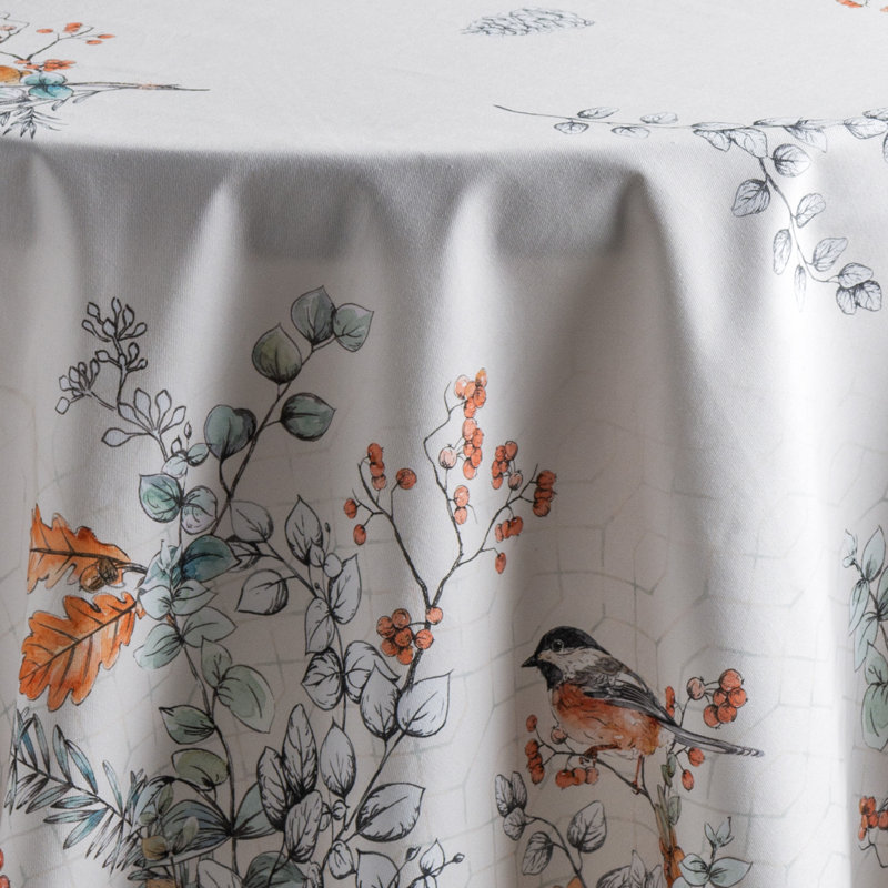 Floral 100% Cotton Tablecloth, Round 69" x 69", Floral 2