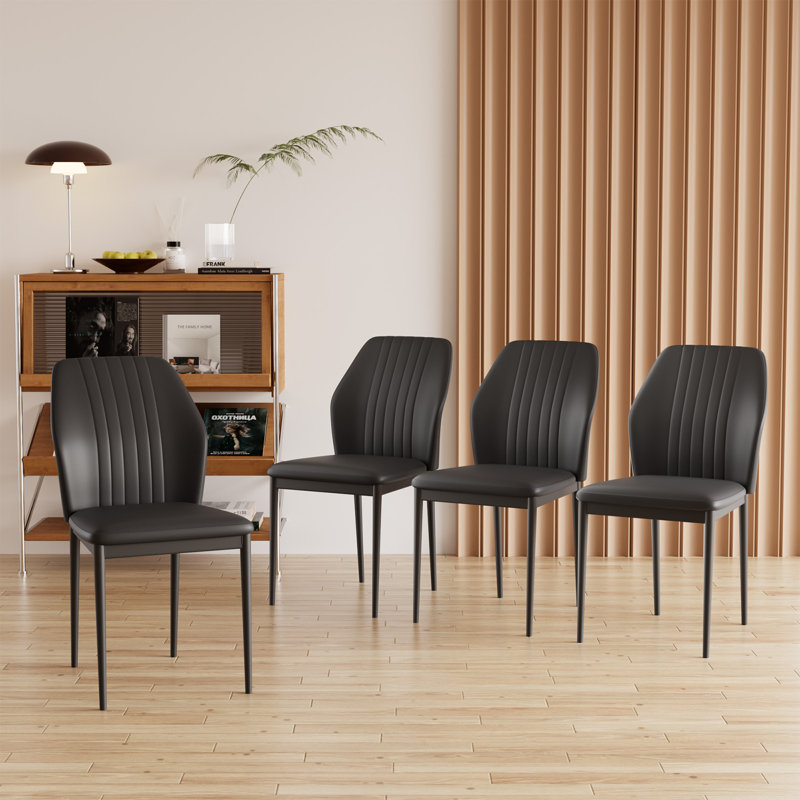 Chaise de salle à manger en coton moderne, chaises de salle à manger avec pieds en acier stables, chaise d'appoint rembourrée à dossier solide (ensemble de 4)