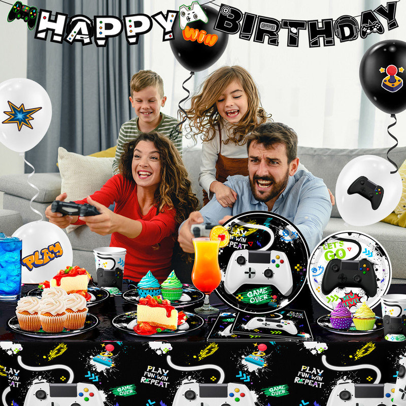 Video Game Party Supplies,78pcs Gaming Party Decorations & Tableware Set