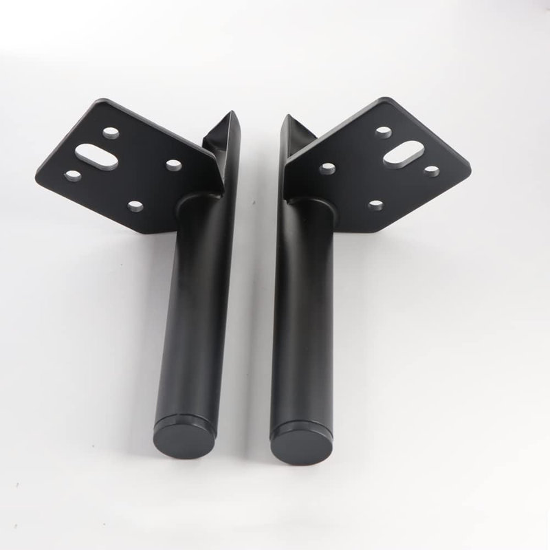 Pieds de meubles en métal robustes pour remplacement de table basse d'armoire de canapé, conception latérale avec protecteurs de plancher, trousse d'installation de bricolage incluse