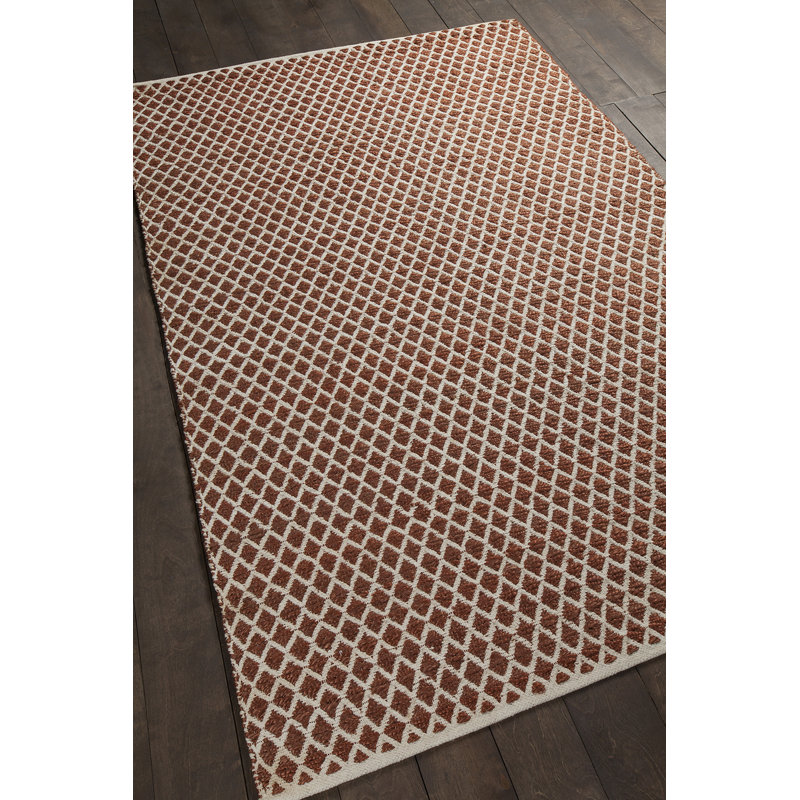 Costa Cotton Geometric Area Rug in Rust/White, 5' x 7'6"