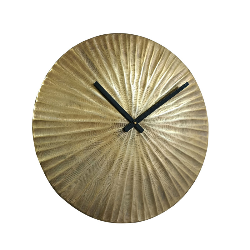 Sunburst Textured Metal Wall Clock, Small