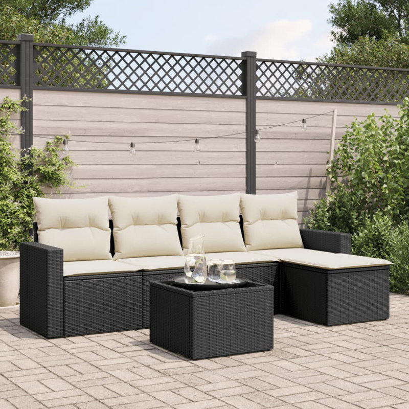Ensemble de canapé modulaire d'extérieur en rotin PE 6 pièces