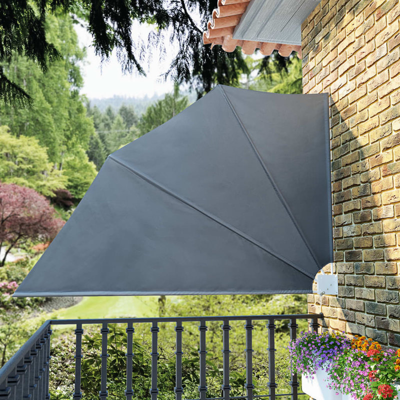 Dakota Fields 2.4cm W x 1.6cm D Retractable Patio Awning, Grey/Brown/Blue