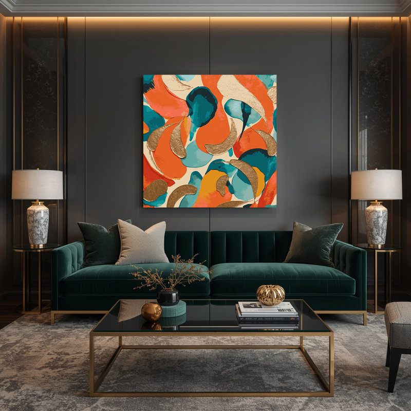 Abstrait aquarelle 49, art mural sur toile rouge, H 8 po x l 8 po