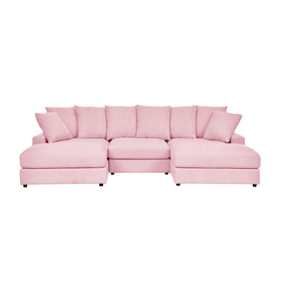Reversible Modular Corner Sectional with Corduroy Upholstery and Removable Cushions