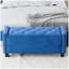 Repose-pieds rembourré en velours avec repose-pieds pour la chambre à coucher, banc de bout de lit avec rivets, repose-pieds capitonné, bleu-112358998