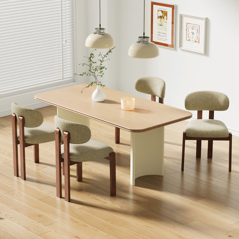 Chaise rembourrée en bois massif avec dossier ergonomique rembourré, Brun clair