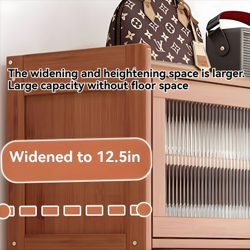 Large Capacity Entry Door Bamboo Shoe Cabinet For Household Use, Multi-Layer Enclosed Storage Shoe Rack, Detachable Layer Board, Dust-Proof And Moisture-Proof