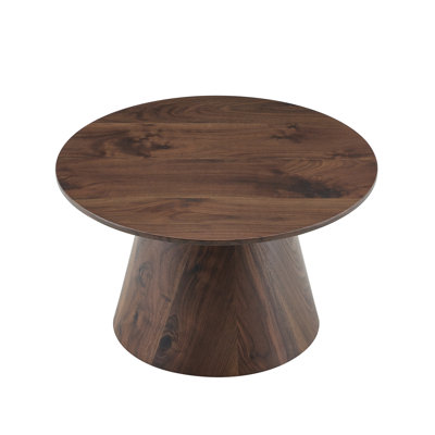 Table basse circulaire en panneau de fibres à densité moyenne en bois de noyer - diamètre 23,6 pouces, hauteur 13,7 pouces en placage de grain de bois de noyer, texture exquise, adaptable à un plateau de table circulaire.