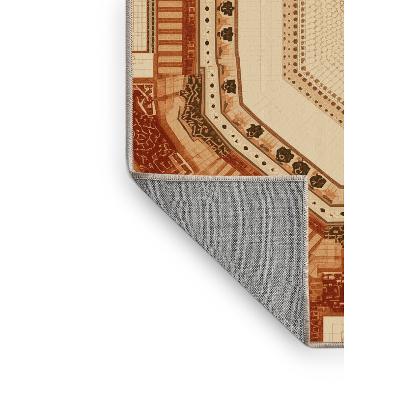 Tapis d'inspiration mondiale Madiun lavable à la machine en brun - reliure beige, 8 x 10