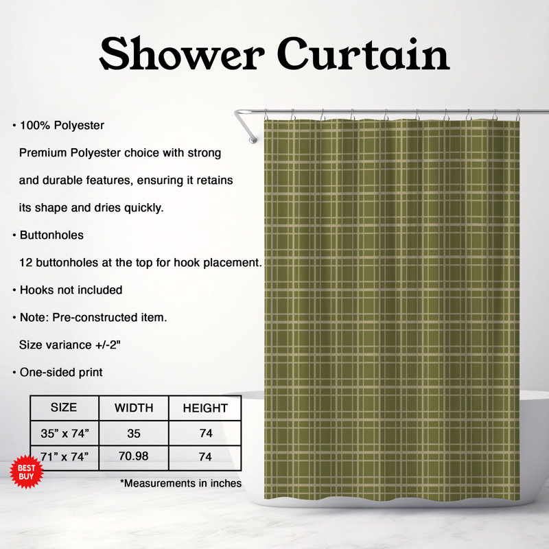 Leaf Whisper - Premium Shower Curtain 0039, 74" H x 71" W, Sage Green