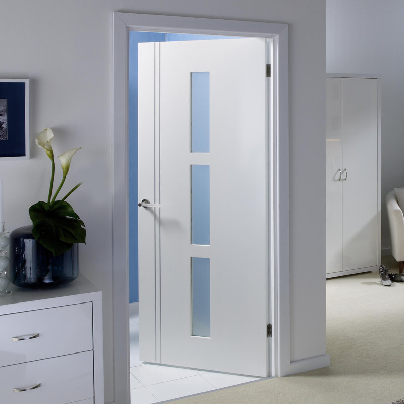 Sierra Blanco Glazed Prefinished White Internal Door, 198.1 cm H x 76.2 cm W x 3.5 cm D
