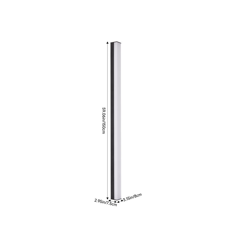Matte Black Outdoor Sconce, 150cm H x 7.5cm W x 8cm D, 6000 Kelvins