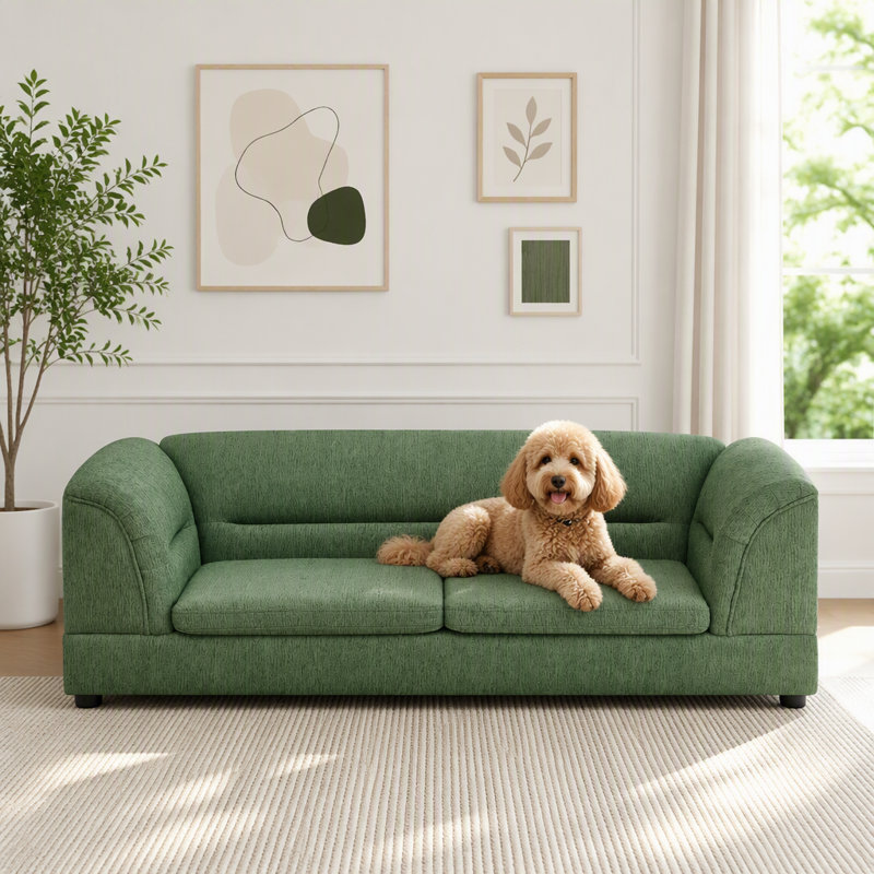 Canapé-lit surdimensionné pour animaux avec structure surélevée, Vert olive