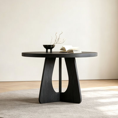 Table ronde rétro en bois de frêne