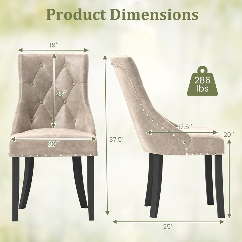  Ensemble de chaises de salle à manger rembourrées avec pieds à oreilles capitonnés, 4